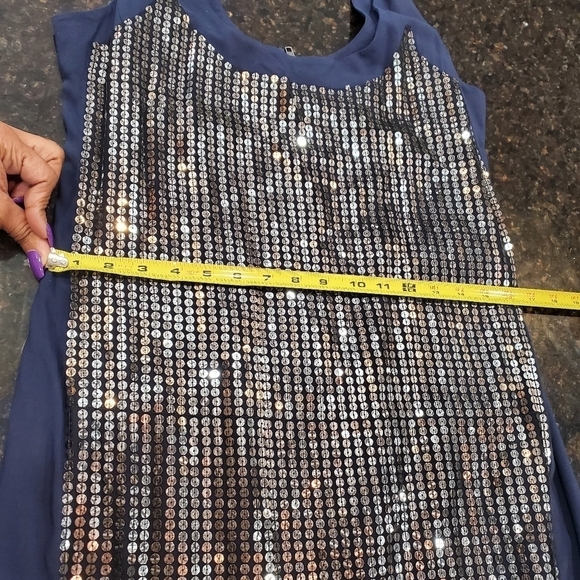 French Connection UK Style Blue Sequin Dress Sz 12 - Picture 12 of 15